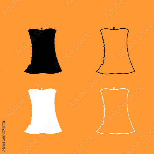 Apple core black and white set icon .