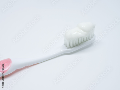 Toothpaste and Toothbrush on a white background
