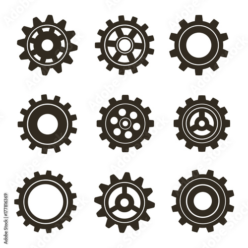 Set of gears on a white background. Vector illustration.