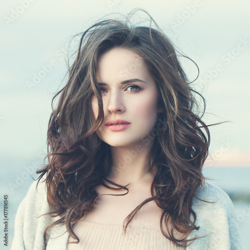 Closeup Portrait of Beautiful Healthy Woman Outdoors