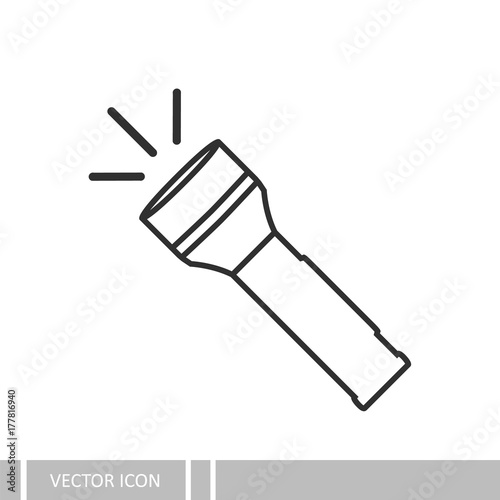 Flashlight vector icon in the style of linear design.