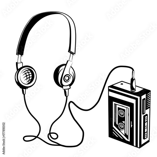 Retro cassette player. Vector illustration