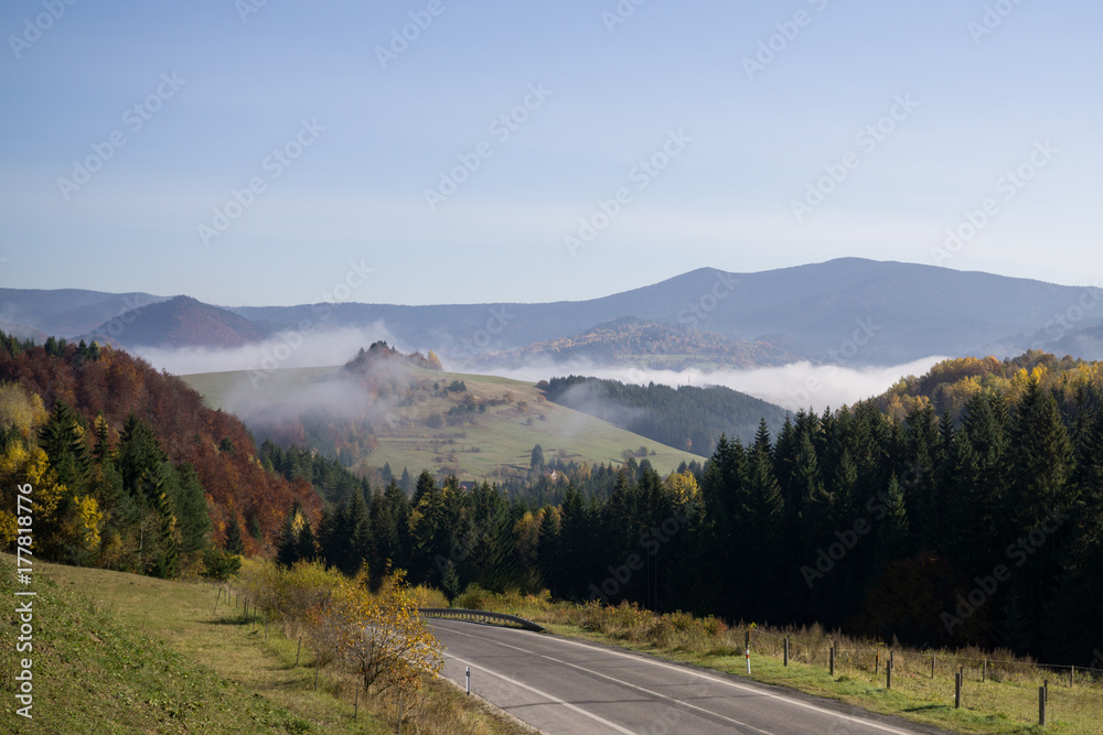 View from mountains with cloudy inversion below. Slovakia View from mountains with cloudy inversion below. Slovakia