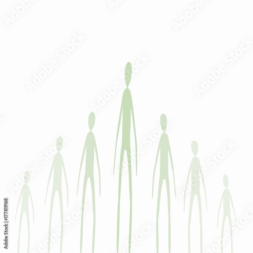 cartoon people silhouettes moving forward on a white background