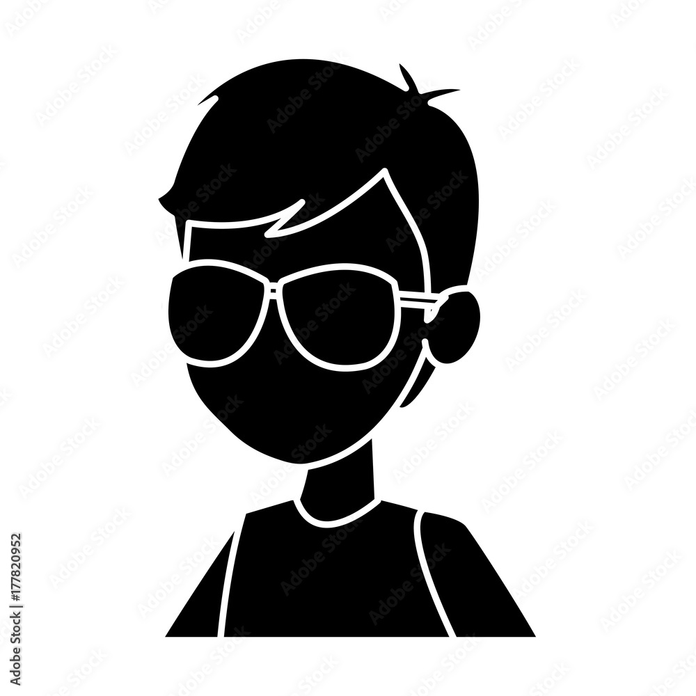 Boy faceless cartoon icon vector illustration graphic design