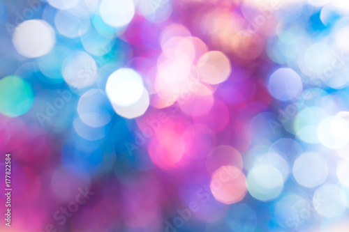 Multicolored bokeh. Blue and pink lights are blurred