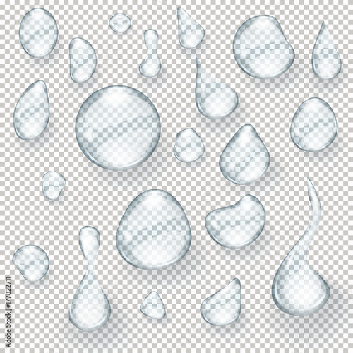Water drops realistic set isolated illustration. Graphic concept for your design