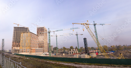 Cranes on construction site.