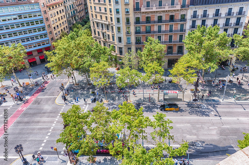 Aerial view of Passeig de Gracia, Barcelona, Catalonia, Spain photo