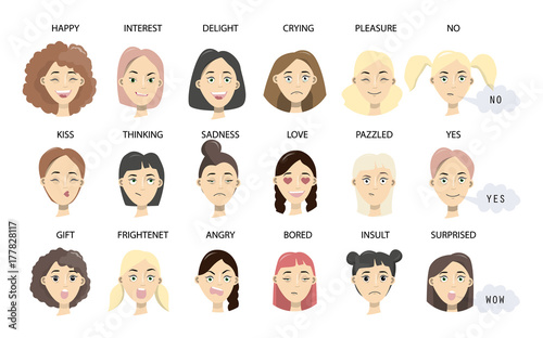 Women faces set.
