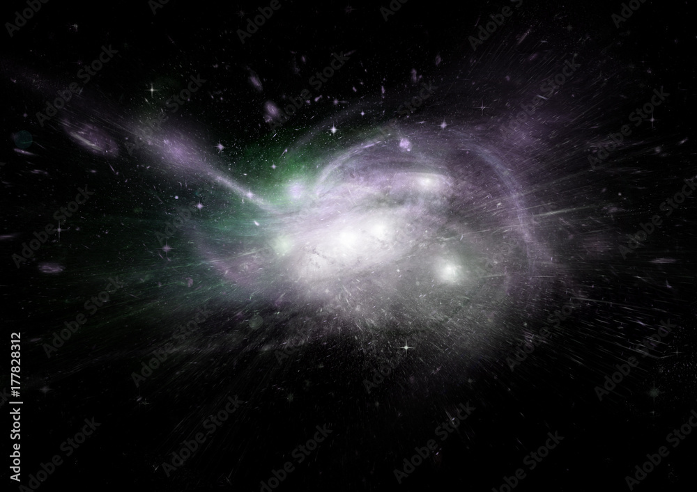 Fototapeta premium Stars, dust and gas nebula in a far galaxy