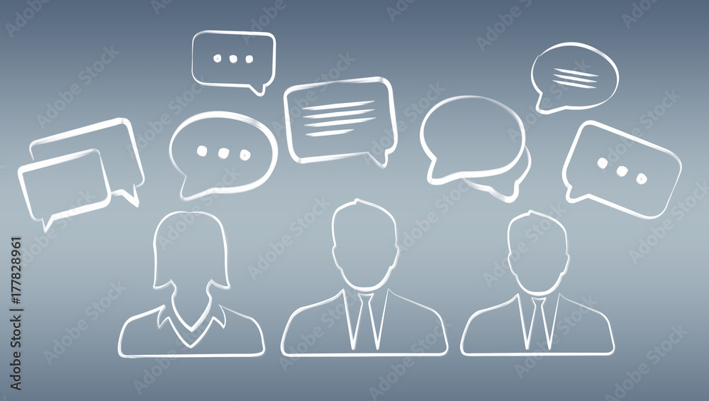 Hand-drawn discussion icons sketch Hand-drawn discussion icons sketch