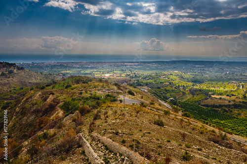 Arial view  on the Sicilian landscape