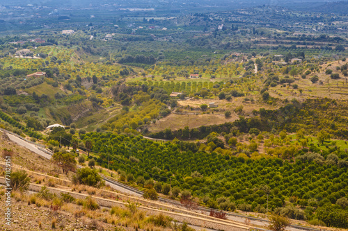 Arial view on the Sicilian landscape
