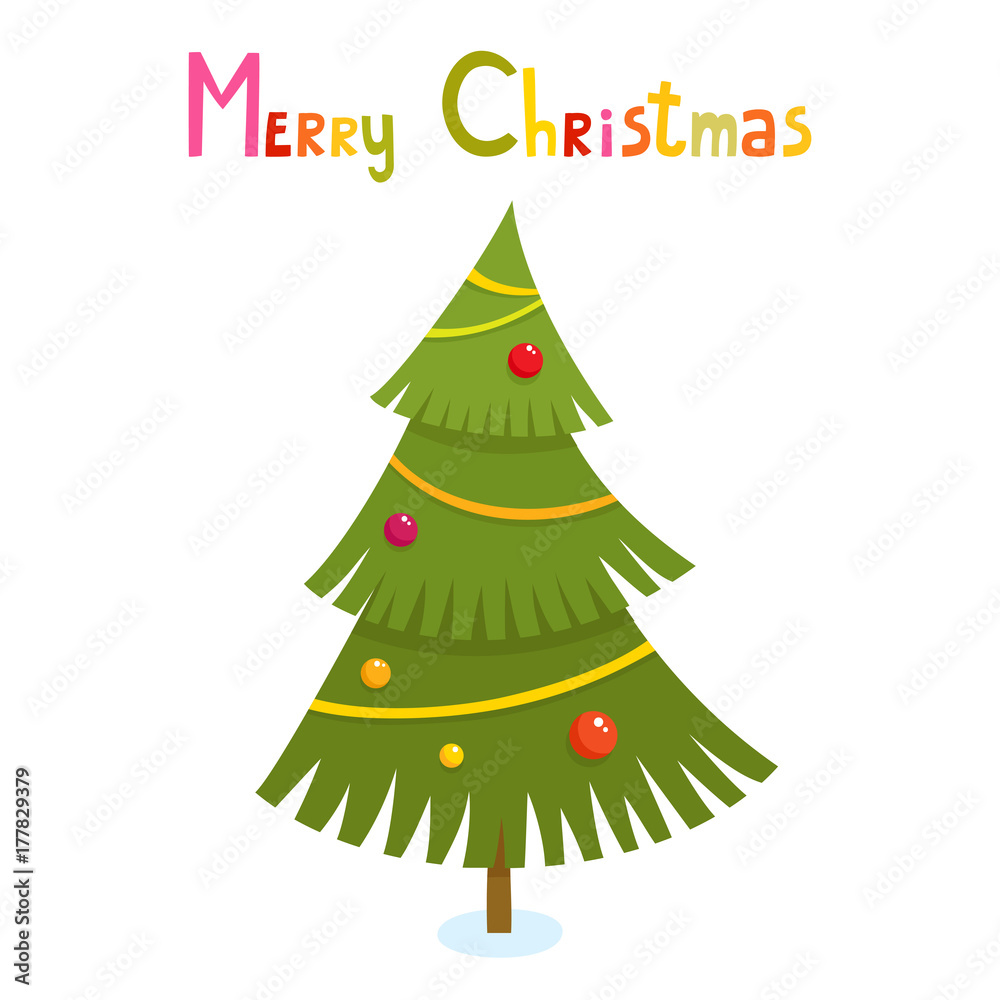 Christmas tree in cartoon style isolated on white Christmas tree in cartoon style isolated on white