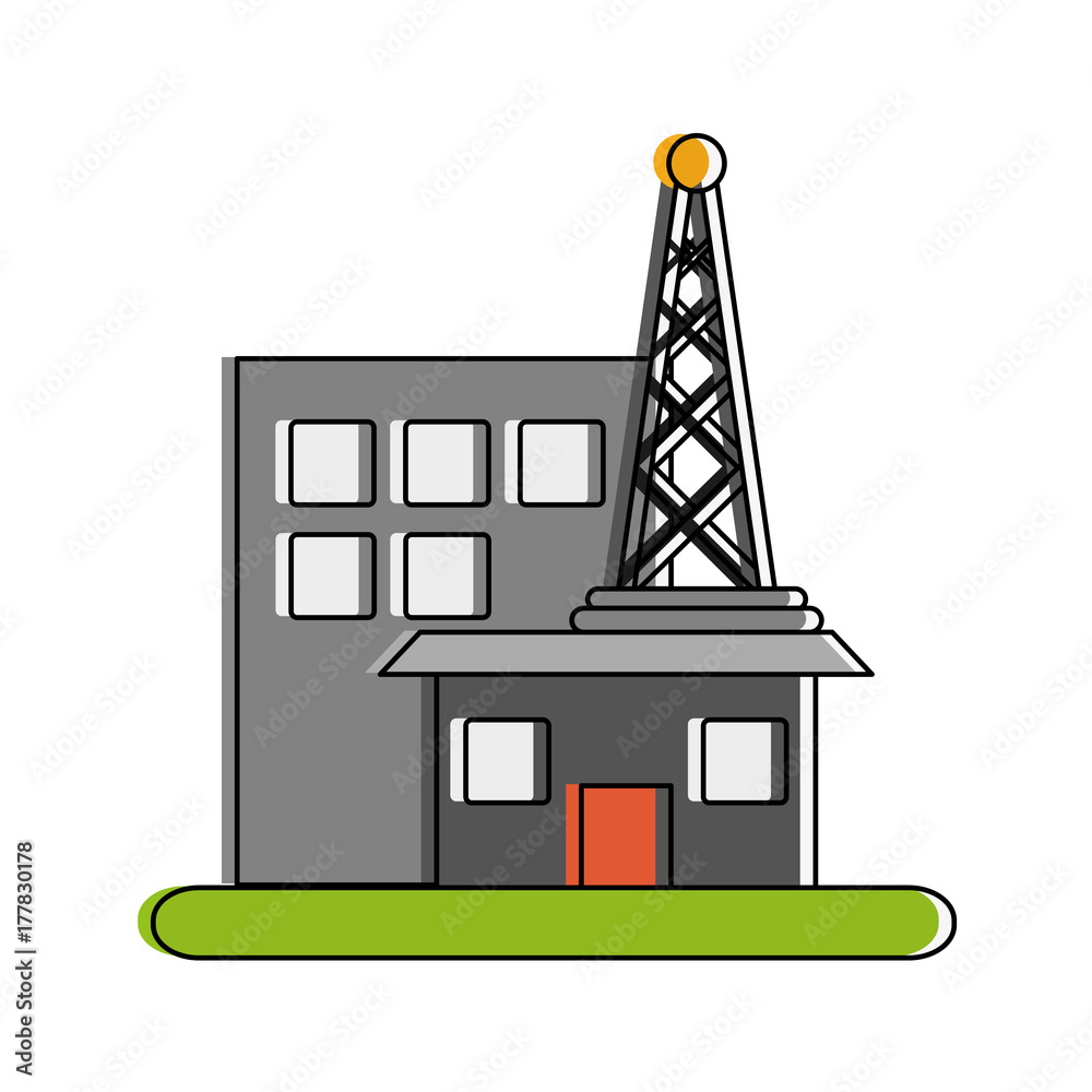 Obraz premium antenna with station telecommunications related icon image vector illustration design 