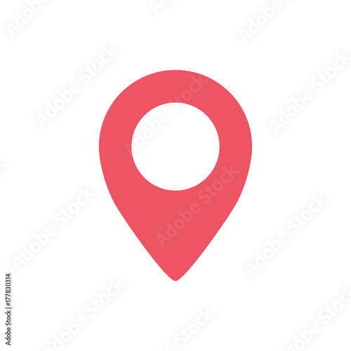 Red marker of location and navigation. Vector illustration