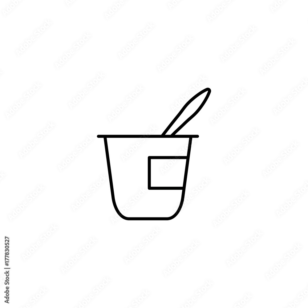 yogurt pack with spoon line black icon