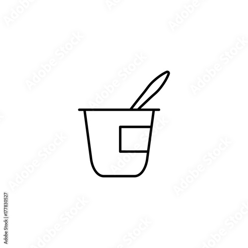 yogurt pack with spoon line black icon