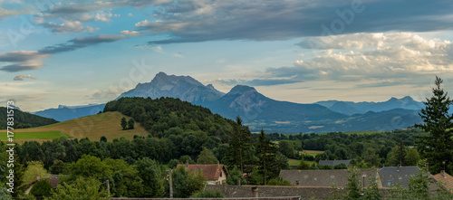 panoramic View on l'Obiou mountain range, Rhone-Alpes, France