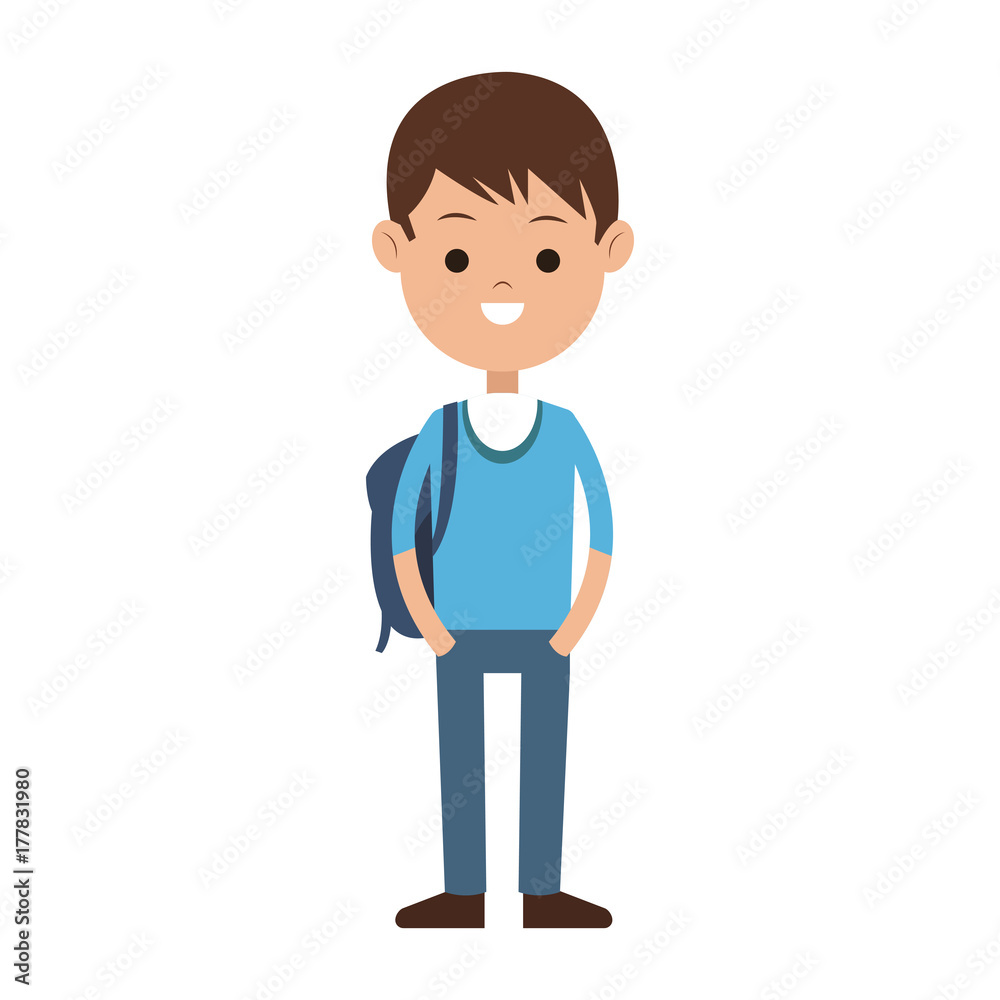 male student carrying bag happy cartoon icon image vector illustration design 