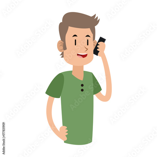 man talking on the cellphone icon image vector illustration design 