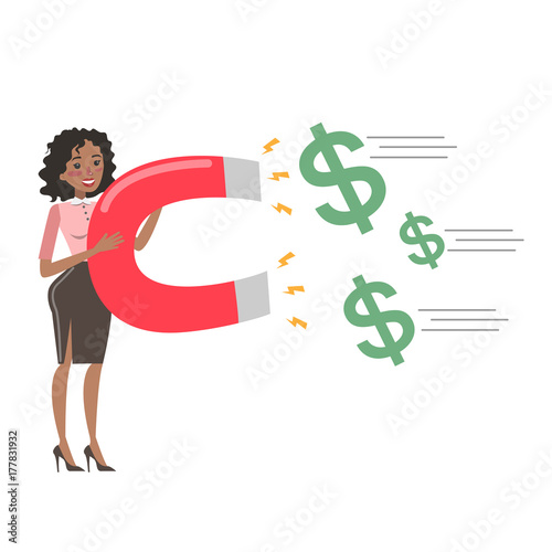 Businesswoman with magnet.