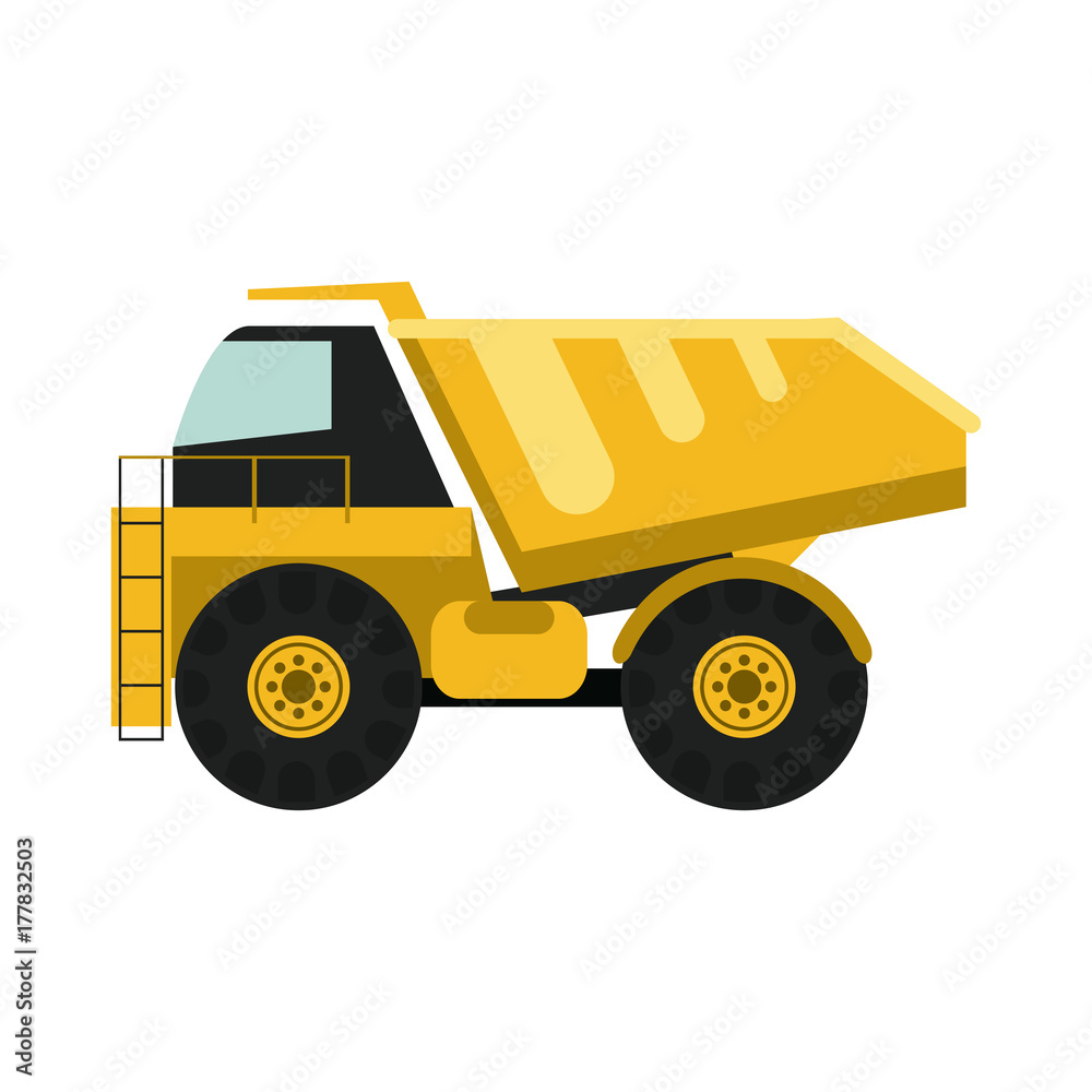 dump truck heavy machinery construction icon image vector illustration design 