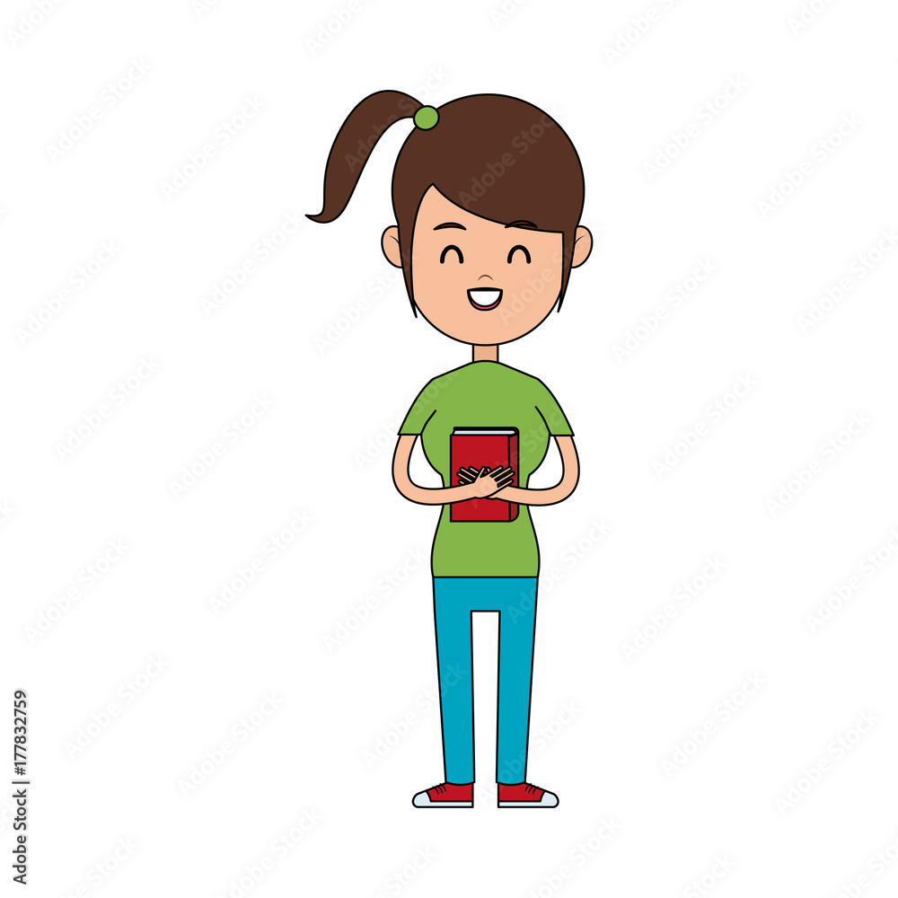 happy girl holding book icon image vector illustration design happy girl holding book icon image vector illustration design