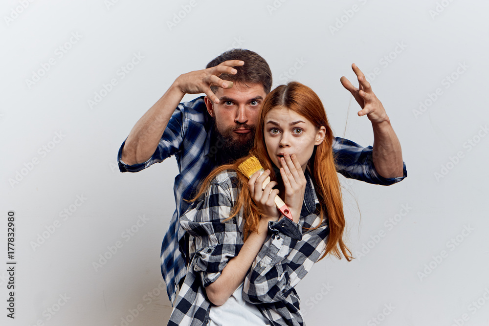 man and woman have fun with building tools man and woman have fun with building tools
