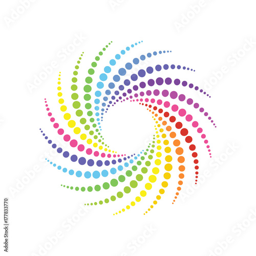 colorful Halftone dots in circle form. round logo . vector dotted frame design element