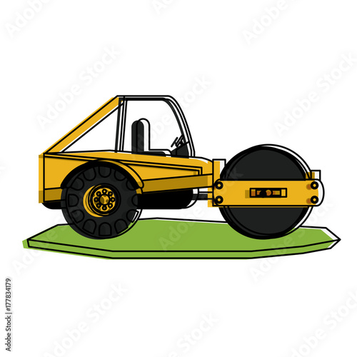 steamroller heavy machinery construction icon image vector illustration design 