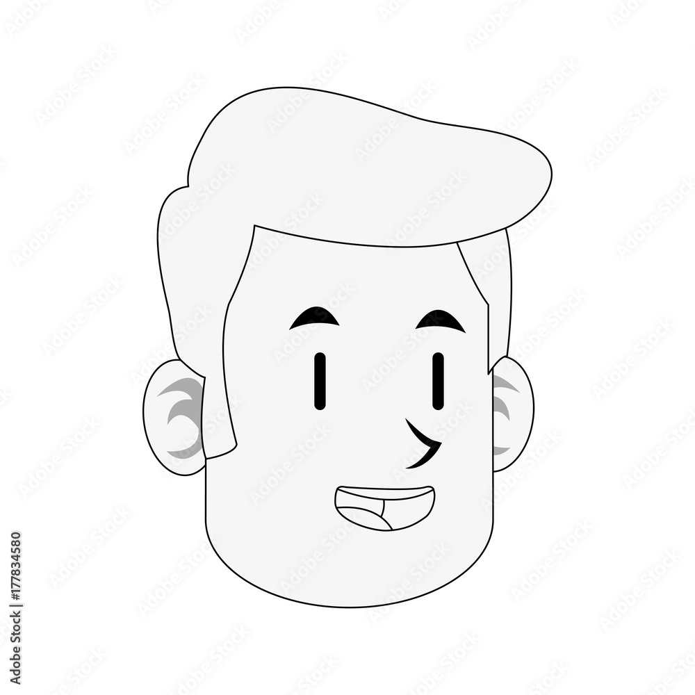 man happy face cartoon icon image vector illustration design black line man happy face cartoon icon image vector illustration design black line