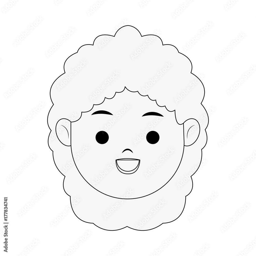 girl with curly hair happy young face icon image vector illustration design black line girl with curly hair happy young face icon image vector illustration design black line