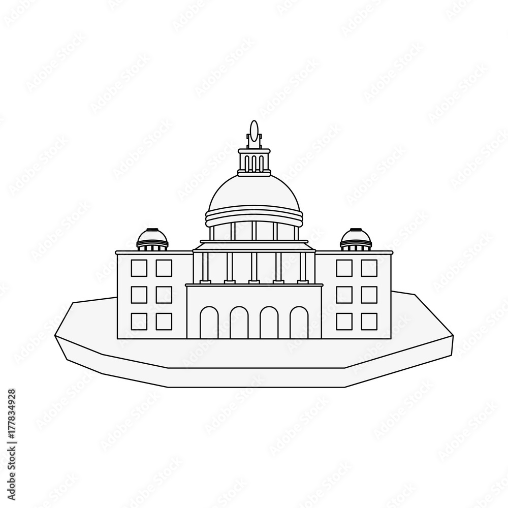 castle on isolated land icon image vector illustration design  black line