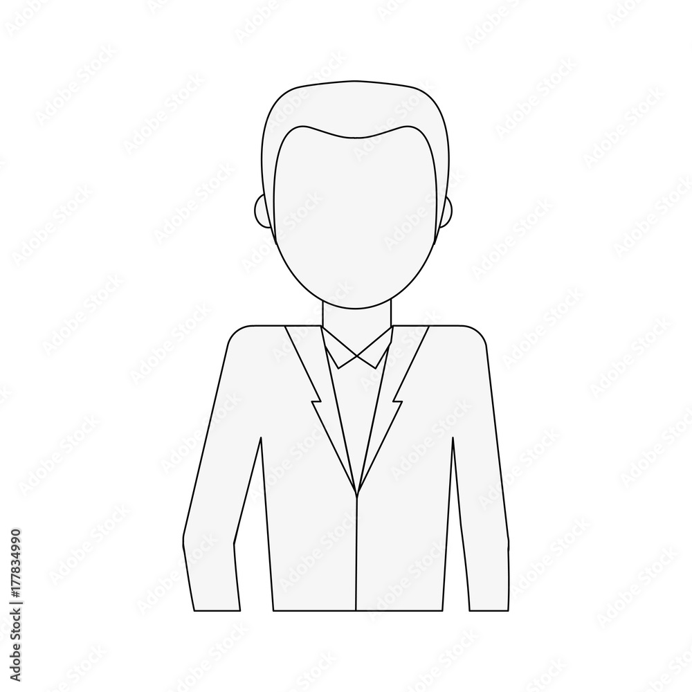 Obraz premium man with blazer avatar portrait icon image vector illustration design black line