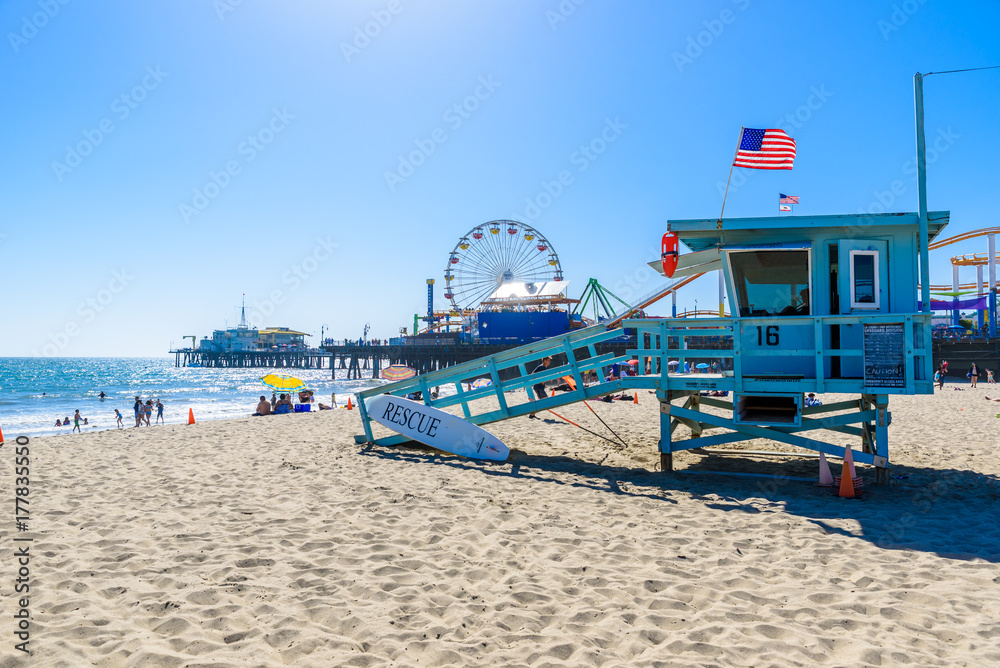 Naklejka premium Santa Monica Beach, Los Angeles, Kalifornia, USA