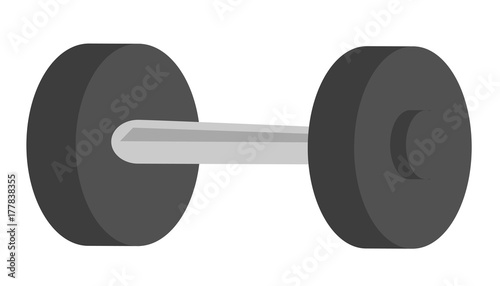 Black metal dumbbell. Sport equipment. vector cartoon illustration isolated on white background.
