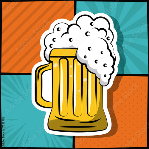 Beer pop art icon vector illustration graphic design