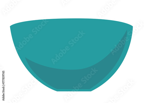 Empty blue ceramic bowl vector cartoon illustration isolated on white background.