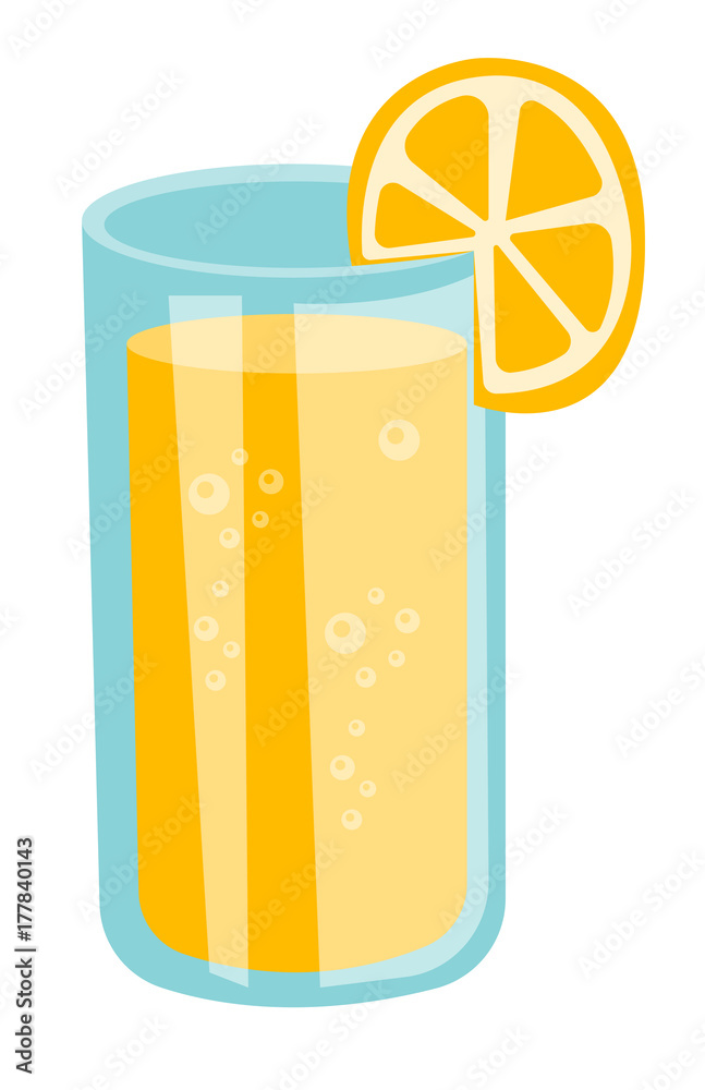 Full glass of squeezed fresh orange juice with slice of orange and straw  vector cartoon illustration isolated on white background. Stock Vector |  Adobe Stock