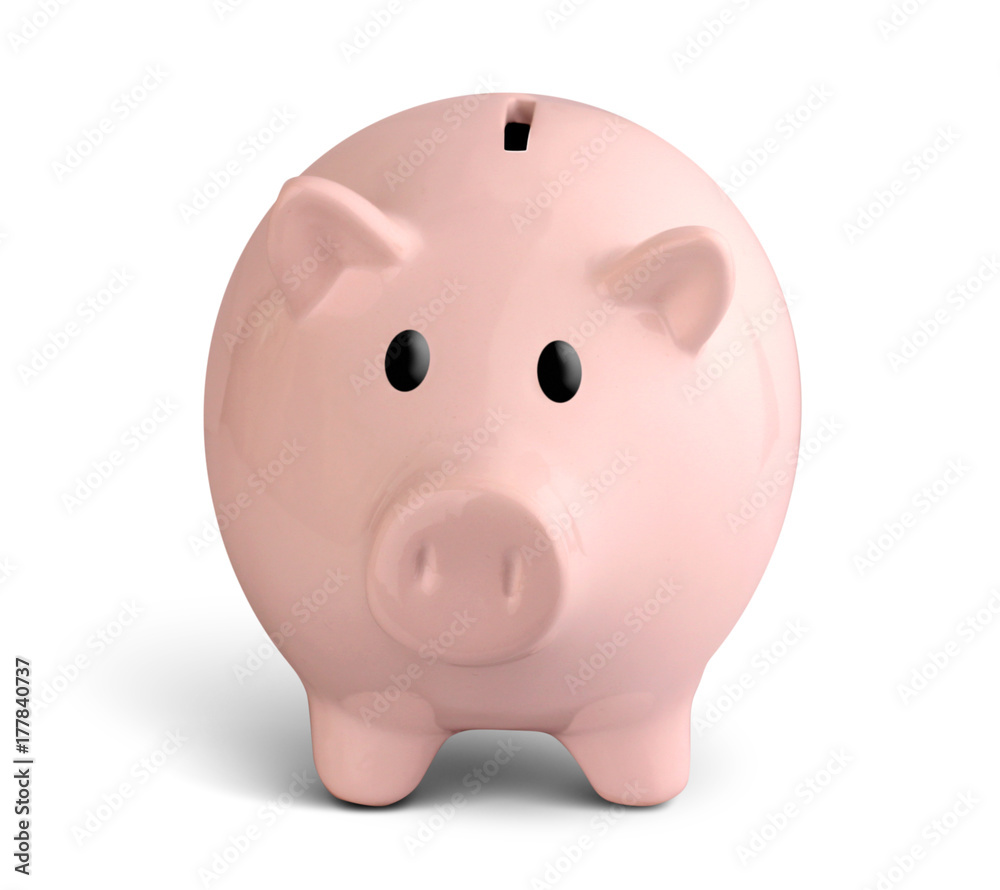 Pink piggy bank isolated on white, clipping path Pink piggy bank isolated on white, clipping path
