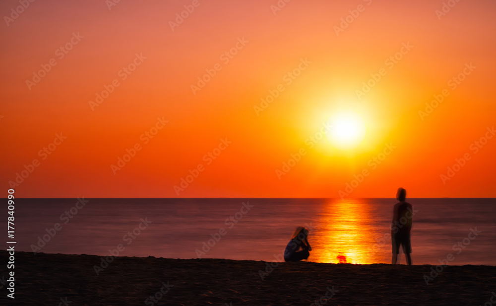 Horizontal beach sunet child birth background backdrop