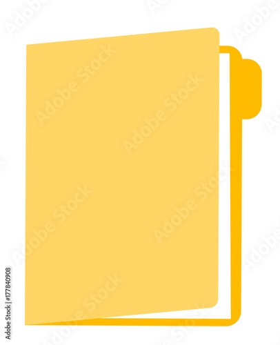 Yellow folder with documents vector cartoon illustration isolated on white background.