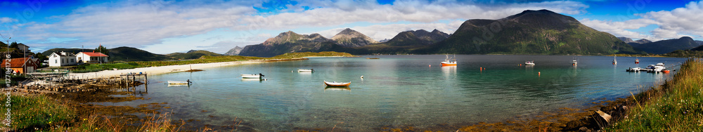 Mega wide panorama of Norway background