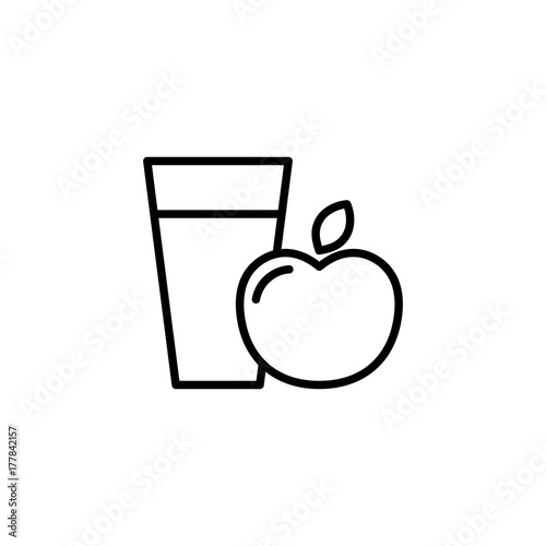 thin line apple juice icon on white