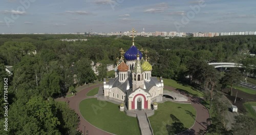 Temple of Prince Igor of Chernigov in Peredelkino Aerial photo