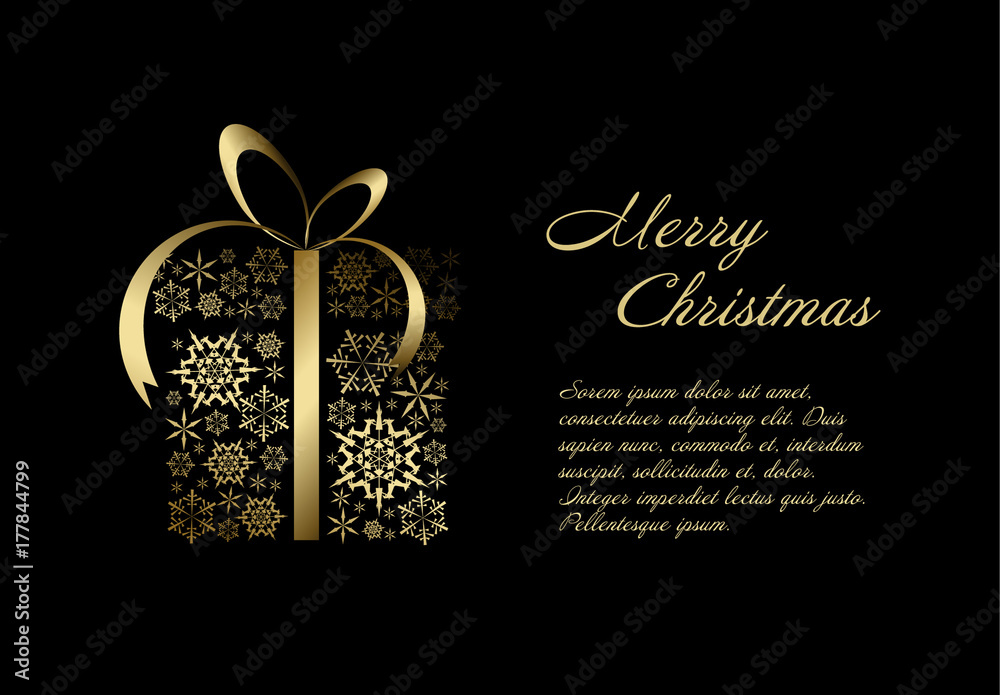 Christmas Card with Black and Gold Accents 2 Stock Template | Adobe Stock