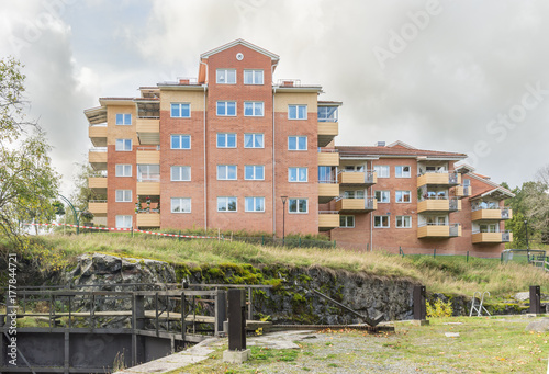 Bostadshus vid Åkers kanal i Åkersberga photo