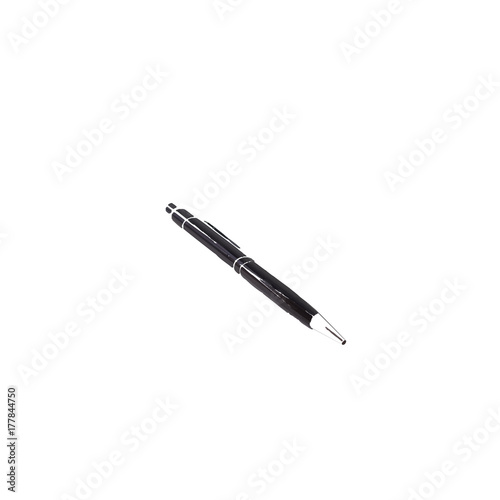 Vector illustration of detailed blue classic ballpoint pen isolated on white background.